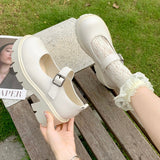 Joskaa Beige Women Mary Jane Shoes Woman Vintage Girls High Heel Platform Lolita Shoes Japanese Style College Student Shoes Women