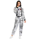 Halloween Joskaa Silver Alien Astronaut Spaceman For Adult Women Man Cosplay Jumpsuit Lovers Halloween Party Space Astronaut Pilot Costume