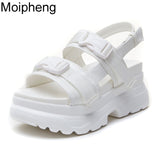 Joskaa  Chunky Sandals Women 2024 Summer High Heels Plus Size 43 White Sandals Wedge Platform Shoes