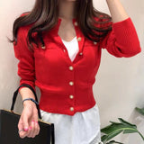 Back to College Joskaa New 2024 Women Cardigan Sweater Fashion Spring Knitted Long Sleeve Short Coat Chic Korean Slim Button Ladies Soft Tops