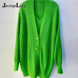 Joskaa Christmas Gift Jacuqeline V Neck Long Sleeve Knitted Sweater Women Cardigan 2024 Winter Sexy Tank Top And Button Oversize Sweaters 2 Piece Set