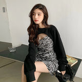 Joskaa hoco dresses Back to College Plus Size Gothic Y2k Dress Women Casual Leopard Long Sleeve Party Mini Dress Female Design One-piece Dress Korea 2024 Spring