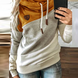 Joskaa Women Patchwork Hooded Sweatshirt Gradient Print  Autumn Winter Drawstring Long Sleeve Pullovers Casual Lady Sweatshirts Tops