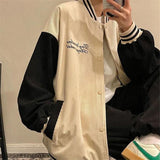 Joskaa Christmas Gift Lady Splicing Baseball Uniform Jackets Casual Women Tops College Coat Ladies Tops Couple Cardigan Streetwear Unisex Splice Coat