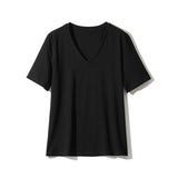 Joskaa Christmas Gift WOTWOY Summer Knitted V-Neck T-Shirt Women Cotton Basic Solid Tee Shirt Female Short Sleeve Kintwear Tops Harajuku Tshirt Ladies