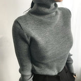 Joskaa Woman Thicken Sweaters Fall Winter 2024 New Knitted Turtleneck Long Sleeve Ribbed Pullovers Basic Slim Quality Jumpers