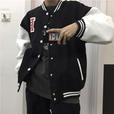 Joskaa Fashion Print Hit Color Baseball Uniform Hip-Hop Streetwear Couple Tops Oversized Jacket Harajuku Campus Style Jacket Women