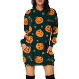 Joskaa Halloween Women Hoodie Sweatshirts Autumn Winter Fashion Loose Casual Ladies Pullovers Long Sleeve Warm Pocket Midi Tops