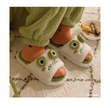 Joskaa 2024 Winter Women Slipper Indoor Home Antiskid Cotton Slippers Frog Cartoon Cute Soft Bottom Warm Open Toe Plush Slippers Man