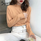 Joskaa Mock Neck Sweater Women Vintage Slim Jumper Soft Warm Knitted Pullover Long Sleeve Fall 2024 Pink Green Black Blue New