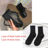 Joskaa Lolita Shoes Platform Shoes Oxfords Women Heels School Uniform Jk Student Shoes Girls Women Kawaii Low Heel Aesthetic Emo Shoes