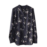 Joskaa Christmas Gift QWEEK Floral Print Shirt Women 2024 Korean Style Elegant Vintage Beautiful Blouse Long Sleeve Top Graphic Cardigan Black Clothes