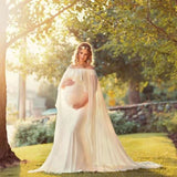 Joskaa Chiffon Shawl Dress Maternity Photography Props Elegant Maxi Gown Pregnancy Dress Shoulderless Maternity Dresses For Photo Shoot