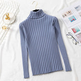 Joskaa Christmas Gift JMPRS Turtleneck Women Pullover Sweater Slim Elastic Autumn Knitted Jumper Fashion Long Sleeve Korean Ladies Top New 2024