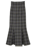 Joskaa Christmas Gift Kuzuwata 2024 Autumn New Faldas Japanese Style Temperament Women Jupe Solid Plaid High Waist Slim Ruffled A-line Mermaid Skirts