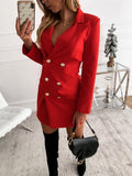 Joskaa hoco dresses Graduation Gift  2024 Office Lady Blazer Dress Women Casual Notched Collar A-Line Mini Dresses Robe Femme Long Sleeve Buttons Slim Party Vestido