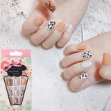 Joskaa 24pcs Leopard Theme Full Cover False Nail Tips 2024 New Style Black Brown Transparent Stiletto French Pearl Fake Nails With Glue