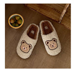 Joskaa 2024 Winter Women Slipper Lovely Bear Cartoon Plush Cotton Home Slippers Female Indoor Household Anti-Skid Thick Bottom Slipper