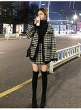 Joskaa Leiouna Woolen Suit Women's 2024 Autumn Winter New Korean Style New Channel Style Bird Plaid Woolen Coat Hip-Wrapped Skirt Suit