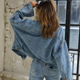 Joskaa Large Size 5XL 2024 Spring Autumn Loose Women Denim Jacket Long Sleeve Short Denim Coat For Women Jeans Plus Size Outwear