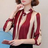 Joskaa Christmas Gift plus size tops women blouse fashion woman blouses 2020 office striped shirt chiffon blouse shirt long sleeve women shirts Z06 60