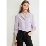 Graduation Gift  Joskaa Minimalism Autumn Blouse For Women Fashion 100% Silk Vneck Button up Shirt Office Lady Vintage Blouses Female Tops 12024332