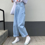 JOSKAA Christmas Gift JMPRS Harajuku Women Jeans Fashion Loose Black Ankle-Length Denim Pants High Waist Casual Autumn Wide Leg Female Baggy Jeans