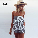 Women Rompers Floral Print Ruffles Strapless Jumpsuits Summer Pleated Overalls Chest Wrapped Playsuits Womens Jumpsuit Plus Size