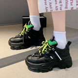 Joskaa New Black Dad Chunky Sneakers Casual Vulcanized Shoes Woman High Platform Sneakers Lace Up White Sneakers Women 2024