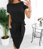 Joskaa New Sexy Summer Loose Casual Solid Color Long Dress Half Sleeve Slash Neck Off Shoulder Ankle -Length Cotton Straight Dress