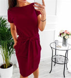 Joskaa New Sexy Summer Loose Casual Solid Color Long Dress Half Sleeve Slash Neck Off Shoulder Ankle -Length Cotton Straight Dress