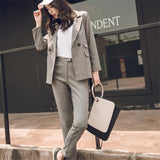 Christmas Gift Joskaa Women Trousers Suit Casual Buttons Jacket & High Waist Pencil Pant Female 2 Pieces Blazer Set Elegant Pant Suit Women