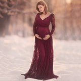 Joskaa Women Dress Maternity Photography Props Lace Pregnancy Clothes Elegant Maternity Dresses For Pregnant Photo Shoot Cloth Plus