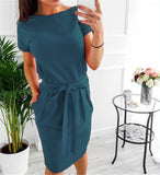 Joskaa New Sexy Summer Loose Casual Solid Color Long Dress Half Sleeve Slash Neck Off Shoulder Ankle -Length Cotton Straight Dress