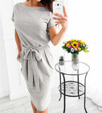 Joskaa New Sexy Summer Loose Casual Solid Color Long Dress Half Sleeve Slash Neck Off Shoulder Ankle -Length Cotton Straight Dress