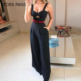 Joskaa Back to College Cut Out Twist Front Wide Leg Jumpsuit Office Lady Casual Look for Women 2019