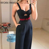 Joskaa Back to College Cut Out Twist Front Wide Leg Jumpsuit Office Lady Casual Look for Women 2019