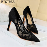 Joskaa Shoes Women Embroidered Ladies Heels Pumps Women Shoes Fetish High Heels Tacones Luxury Shoes Women Designers Black Heels