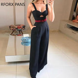 Joskaa Back to College Cut Out Twist Front Wide Leg Jumpsuit Office Lady Casual Look for Women 2019