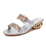 Joskaa  2024 Women Sandals Flip Flop Fashion Rhinestone Wedges Shoes Crystal High Heels Sandals Women Shoes Summer Casual Beach Sandals