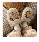 Joskaa 2024 Winter Women Slipper Lovely Bear Cartoon Plush Cotton Home Slippers Female Indoor Household Anti-Skid Thick Bottom Slipper