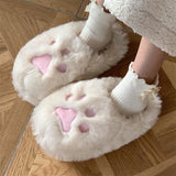 Joskaa 2024 Winter Women Slipper Cat Claw Cotton Home Slippers Warm And Non Slip Indoor Household Plush Slipper For Female