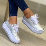 Joskaa New Design Women Sneakers PU Leather Shine Fashion Shoes Women Thick Bottom Sneakers Women Footwear Size 36-43