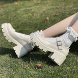 Joskaa White Women Shoes Harakuju Lolita JK Student Sweet Girls Mary Jane Shoes Japanese High Heels Round Toe Platform Shoes Pumps Heel