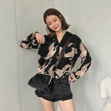 Joskaa Christmas Gift Vintage Printed Fashion Women Blouses 2024 women Long Sleeve Shirts print Chiffon blouse women ladies Loose Femme top 0845 30