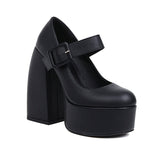 Joskaa Women Pumps Big Size 43 Brand New High Heel Buckle Chunky Platform Sexy Goth Mary Jane Footwear Pumps