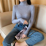 Joskaa Women's Sweaters Autumn Winter Turtleneck Long Sleeve Casual Knitted Jumper Fashion Slim Elasticity Pullover Sweater Female 2024