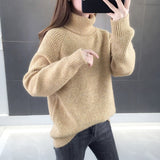 Christmas Gift Joskaa Turtleneck Sweater Warm Thick Loose Knitted Coat Winter Solid Vintage Pullover High Collar Jumper Casual Girls Outwear