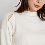 Joskaa Christmas Gift Kuzuwata 2024 Autumn Winter New Sweet Sweater Solid Mock Neck Off Shoulder Lantern Sleeve Knnited Pullover Japanese Women Jumper