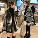 Joskaa Leiouna Woolen Suit Women's 2024 Autumn Winter New Korean Style New Channel Style Bird Plaid Woolen Coat Hip-Wrapped Skirt Suit